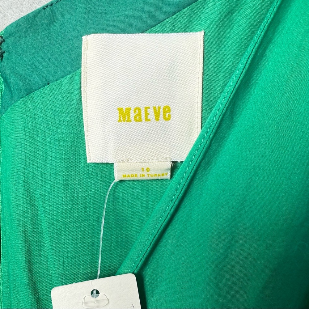 Maeve Anthropologie Women’s Short Sleeve Pleated Dress in Green Size 10 NWT - Picture 4 of 11